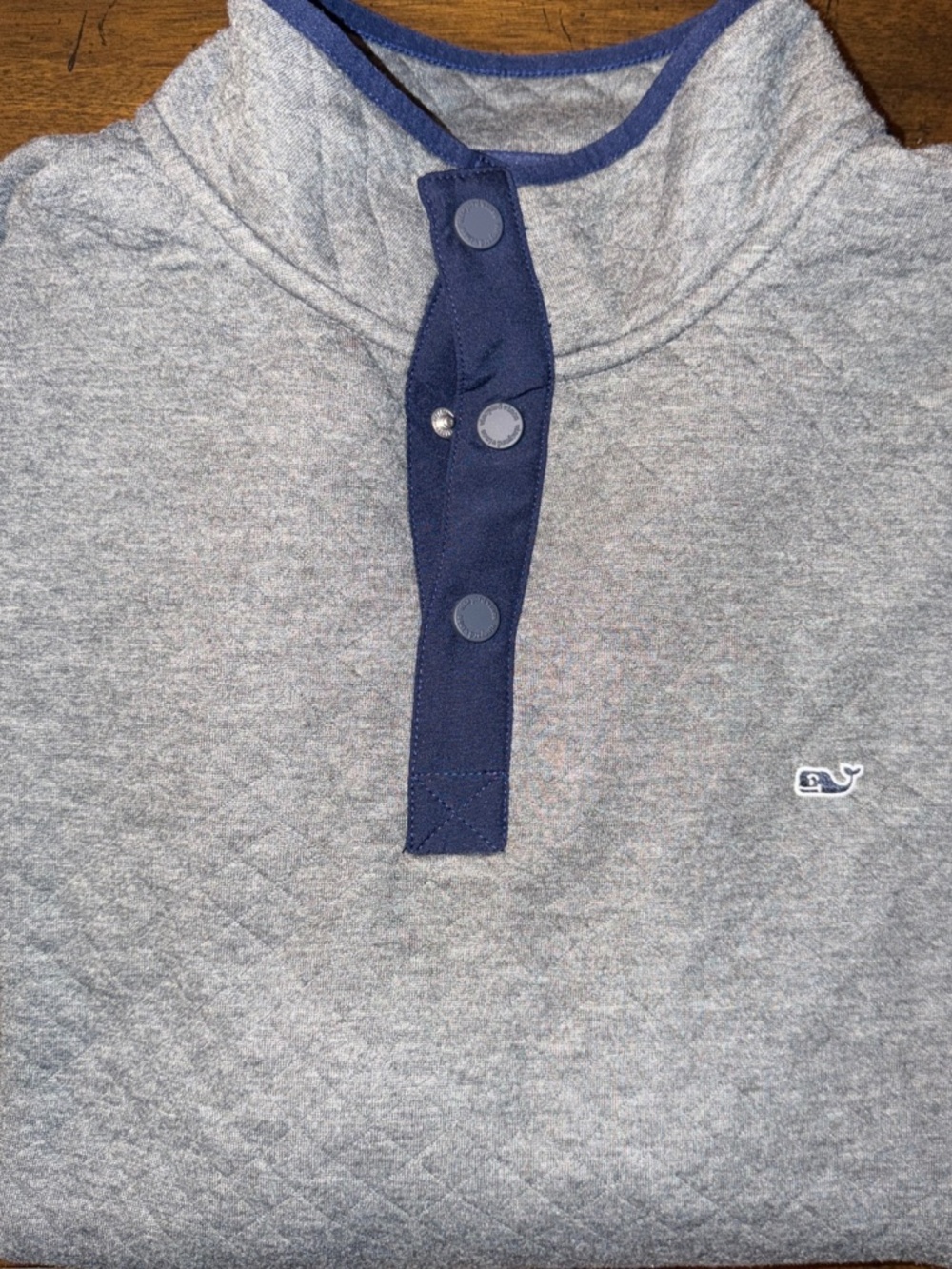 Vineyard Vines Men’s Mock Neck Snap Up Gray Pullover Quilted Sweatshirt Size 2XL